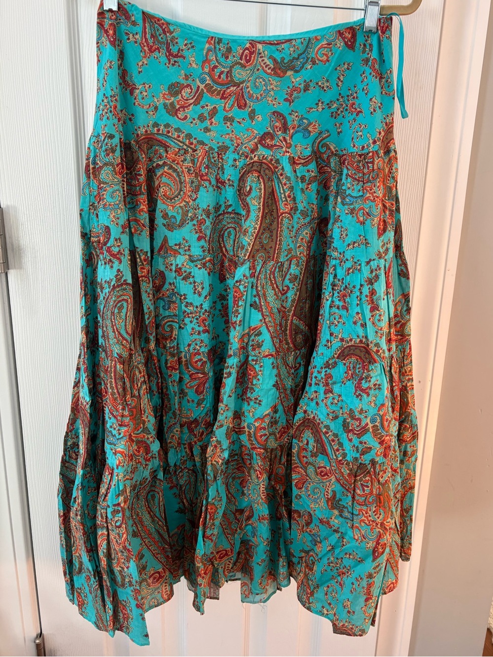 Ralph Lauren Turquoise Paisley Circle Skirt with Rust Accents